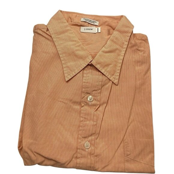 J.Crew Button Up Orange Long Sleeve 2-Ply Cotton Shirt Mens Size XL / 17-17.5 - Picture 4 of 8